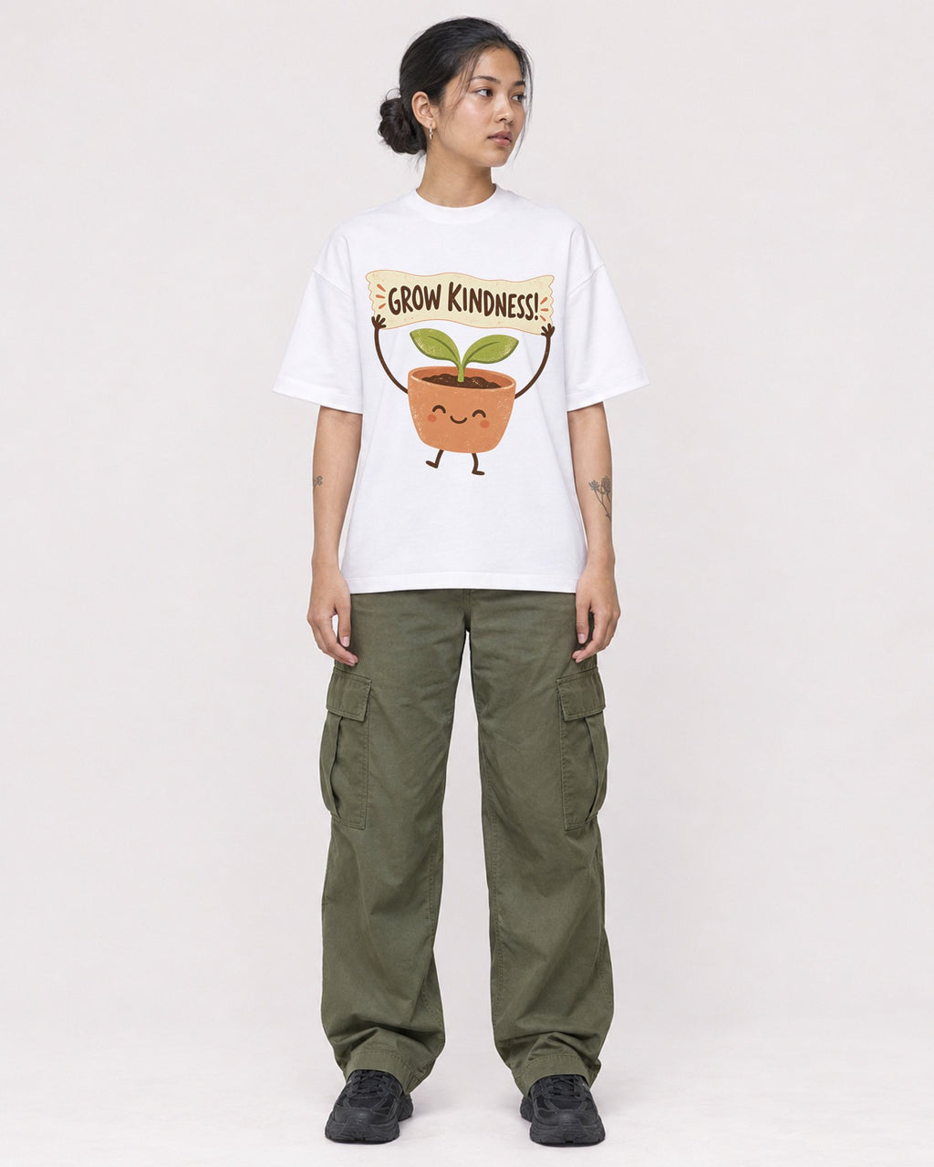 Mockup Boxy Heavyweight Tee White female full-body 12