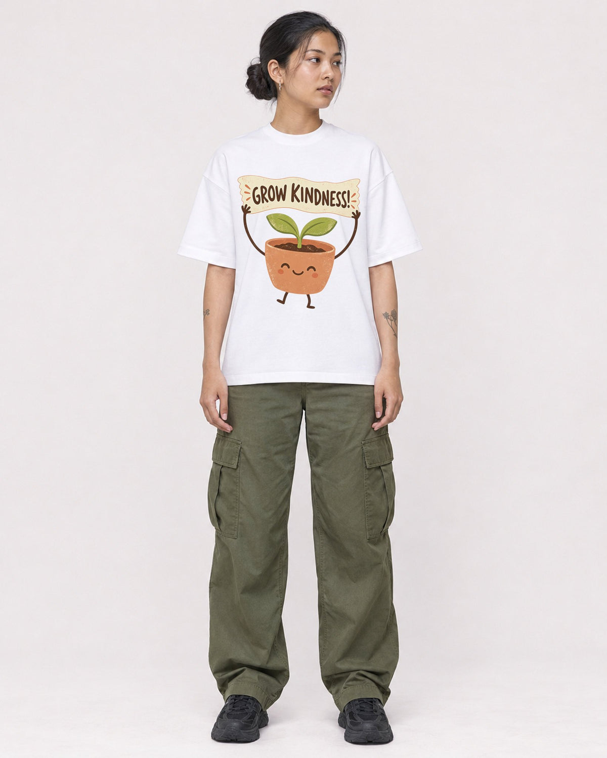 Mockup Boxy Heavyweight Tee White female full-body 12