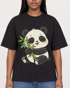 Mockup Boxy Heavyweight Tee Black female close-up 04