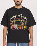 Mockup Boxy Heavyweight Tee Black male close-up 07