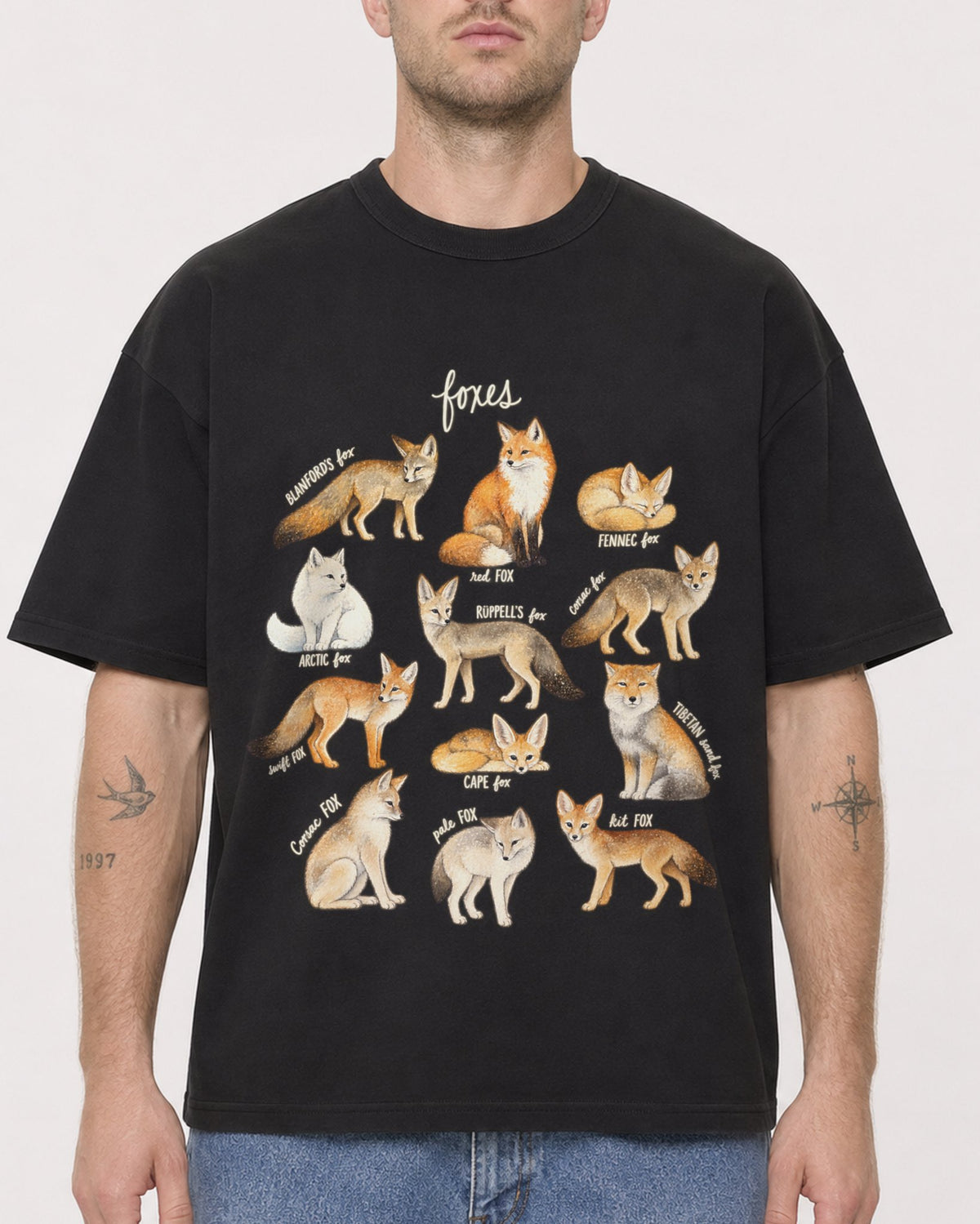 Mockup Boxy Heavyweight Tee Black male close-up 18