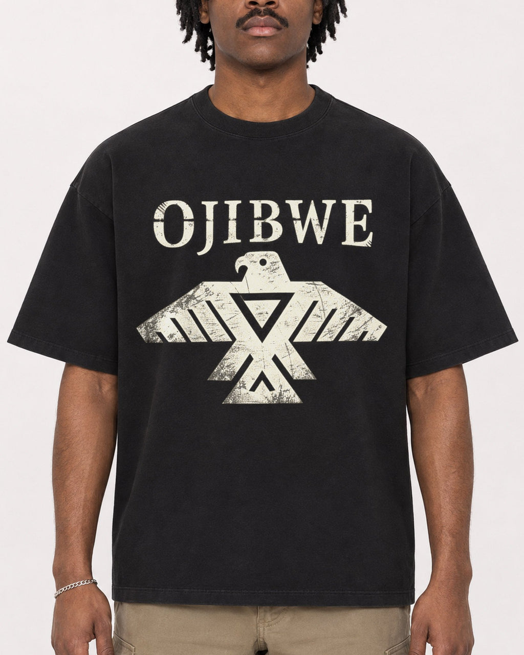 Mockup Boxy Heavyweight Tee Black male close-up 04