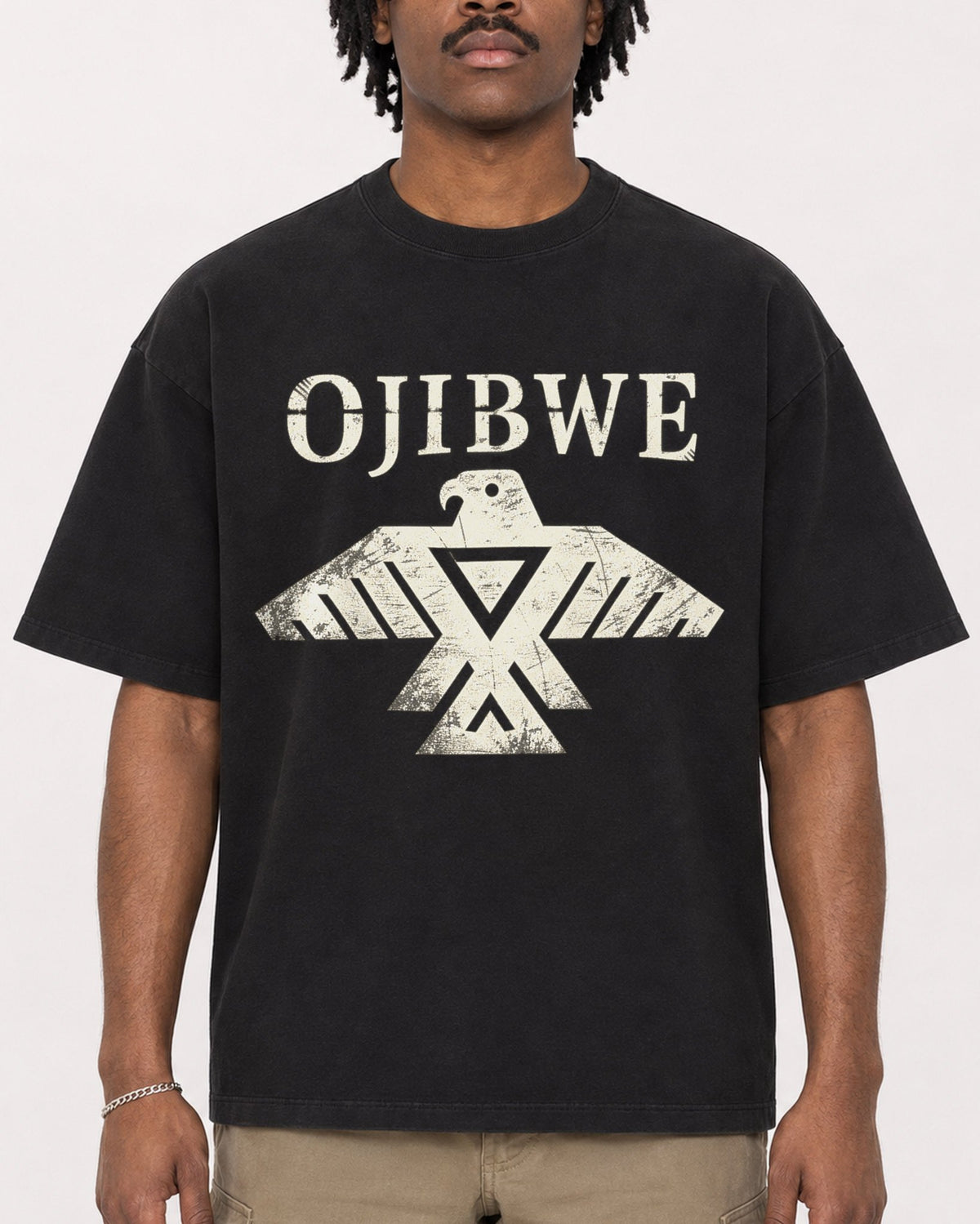 Mockup Boxy Heavyweight Tee Black male close-up 04