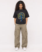 Mockup Boxy Heavyweight Tee Black female full-body 10