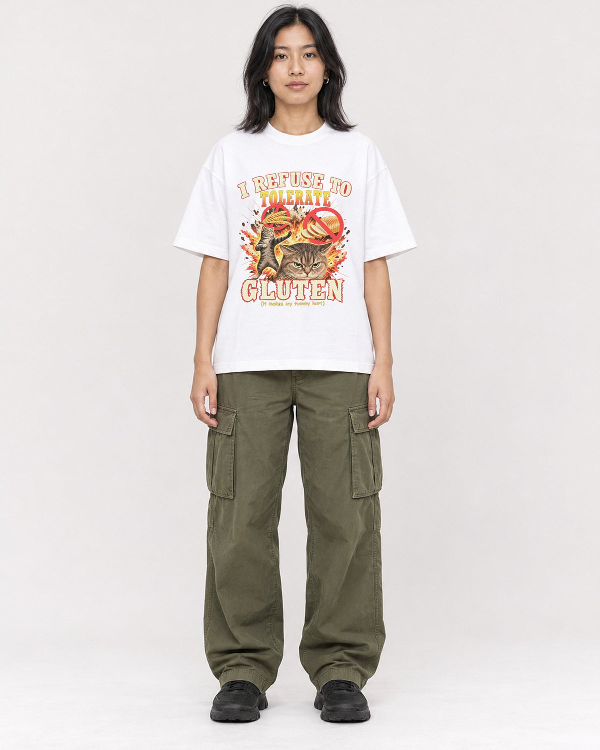 Mockup Boxy Heavyweight Tee White female full-body 22