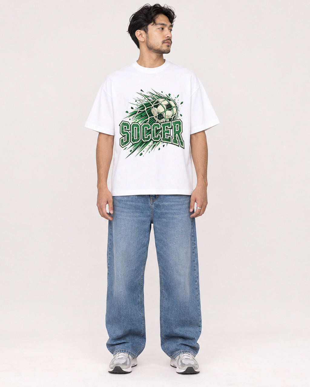 Mockup Boxy Heavyweight Tee White male full-body 02