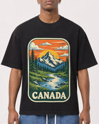 Mockup Boxy Heavyweight Tee Black male close-up 15