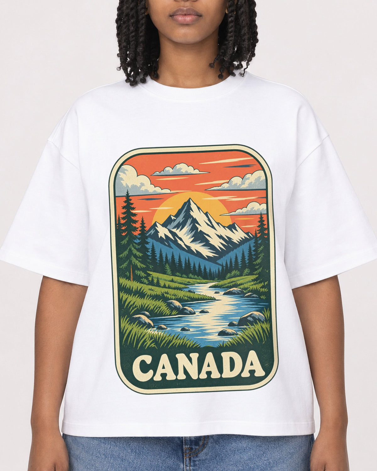 Mockup Boxy Heavyweight Tee White female close-up 15