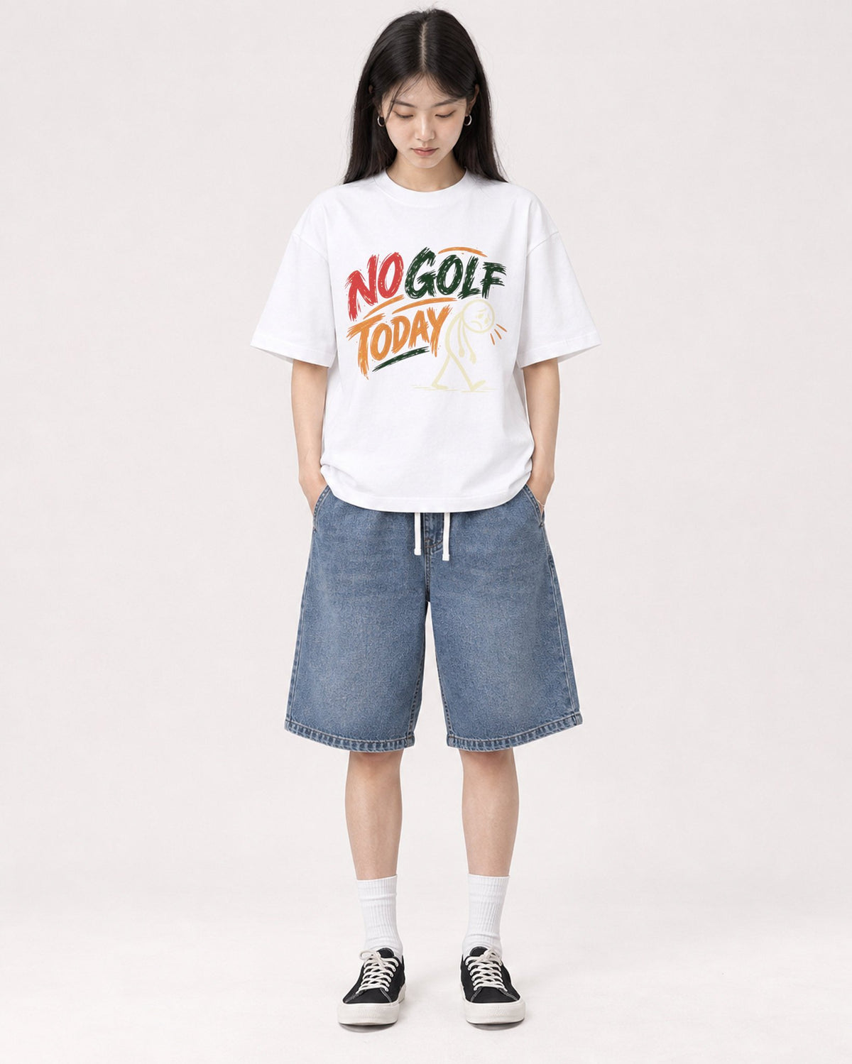 Mockup Boxy Heavyweight Tee White female full-body 01