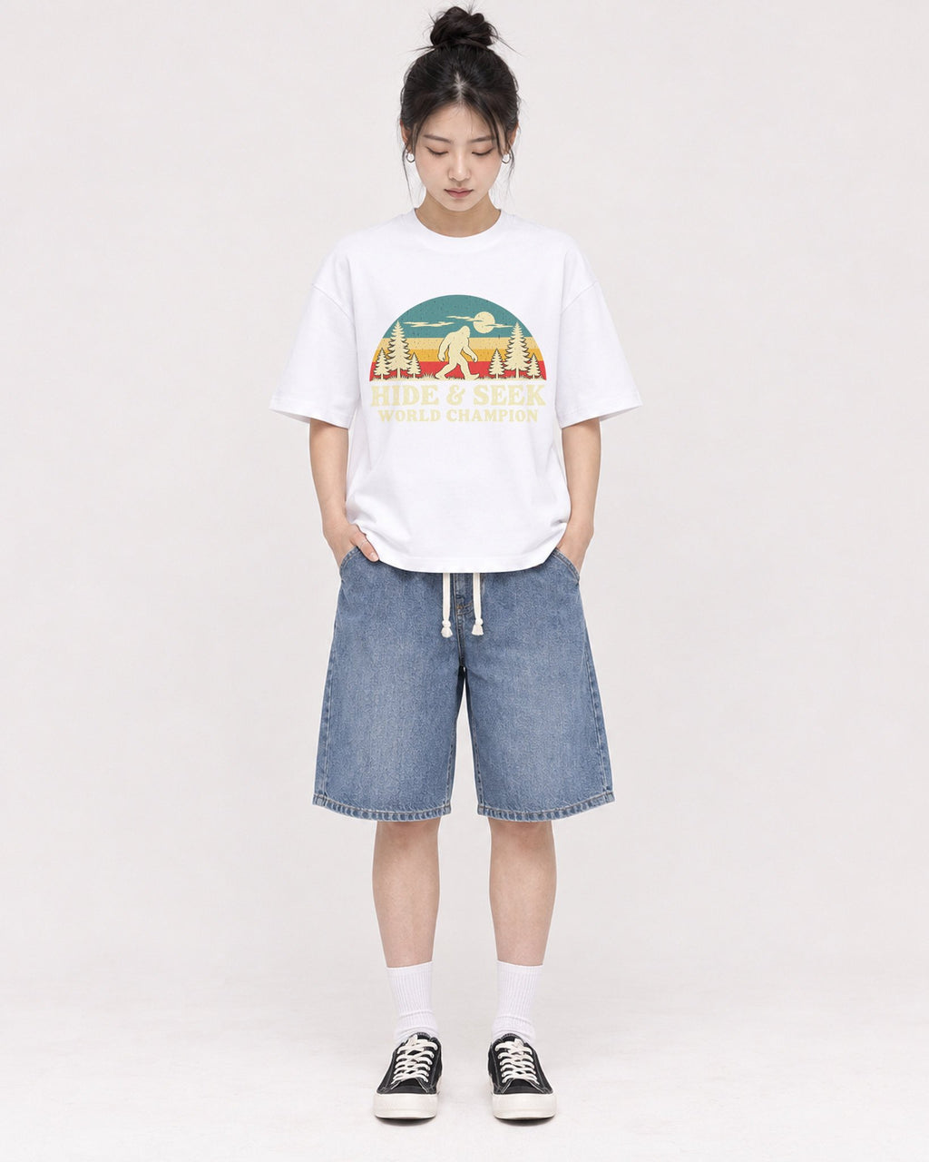 Mockup Boxy Heavyweight Tee White female full-body 41