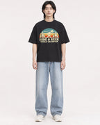 Mockup Boxy Heavyweight Tee Black male full-body 41
