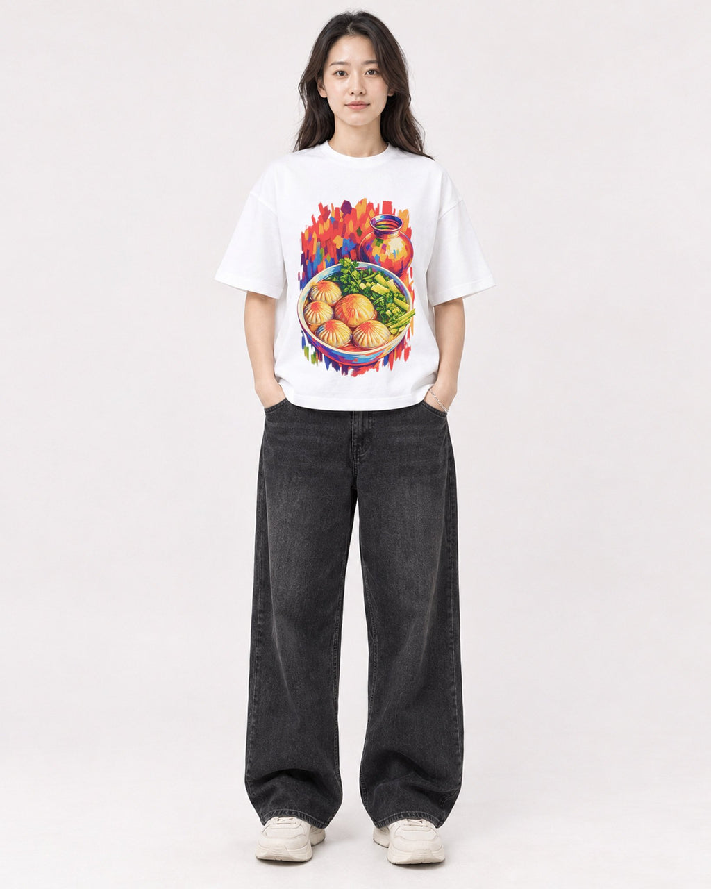 Mockup Boxy Heavyweight Tee White female full-body 03