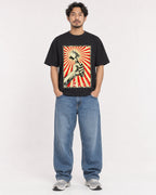 Mockup Boxy Heavyweight Tee Black male full-body 02