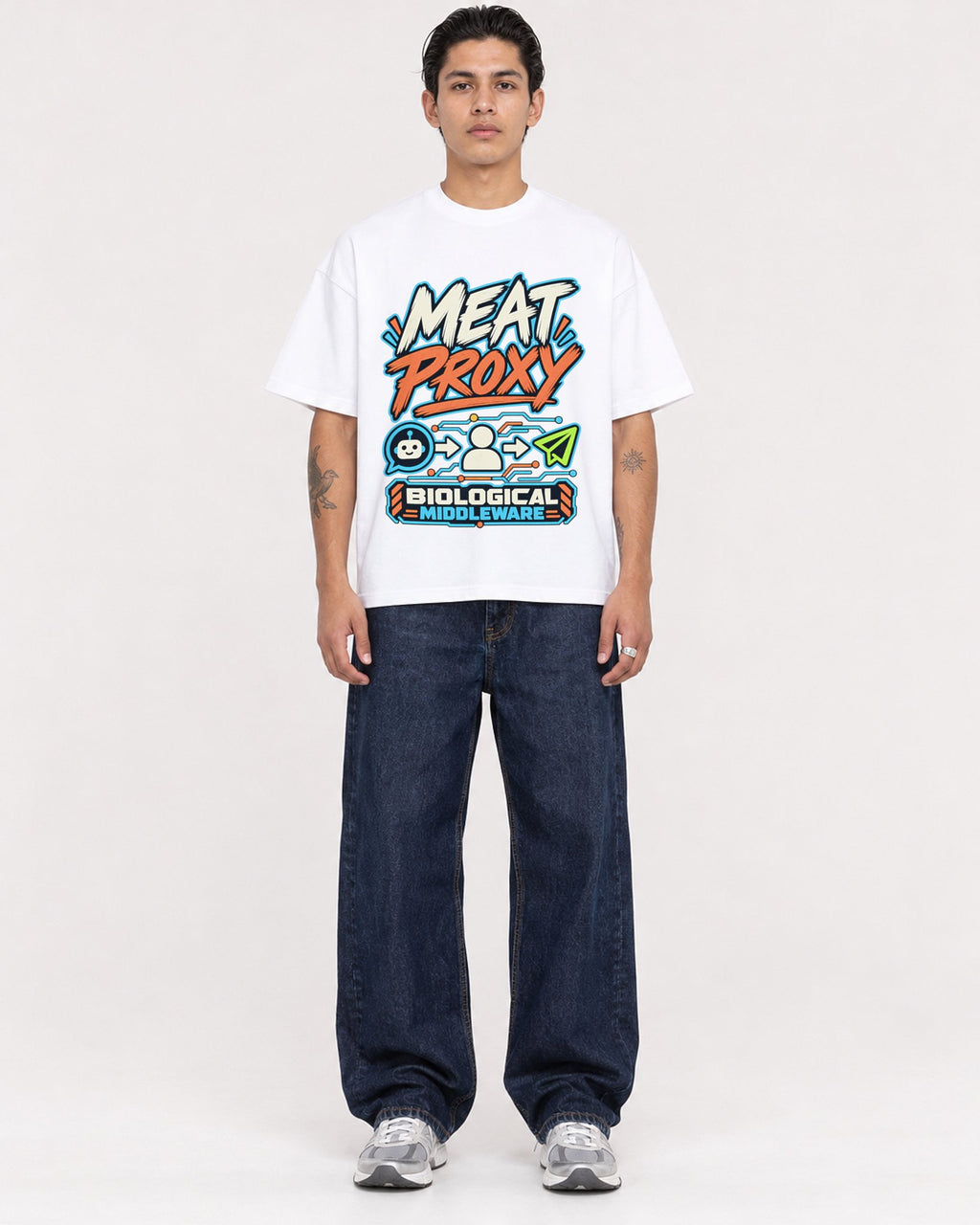 Mockup Boxy Heavyweight Tee White male full-body 36