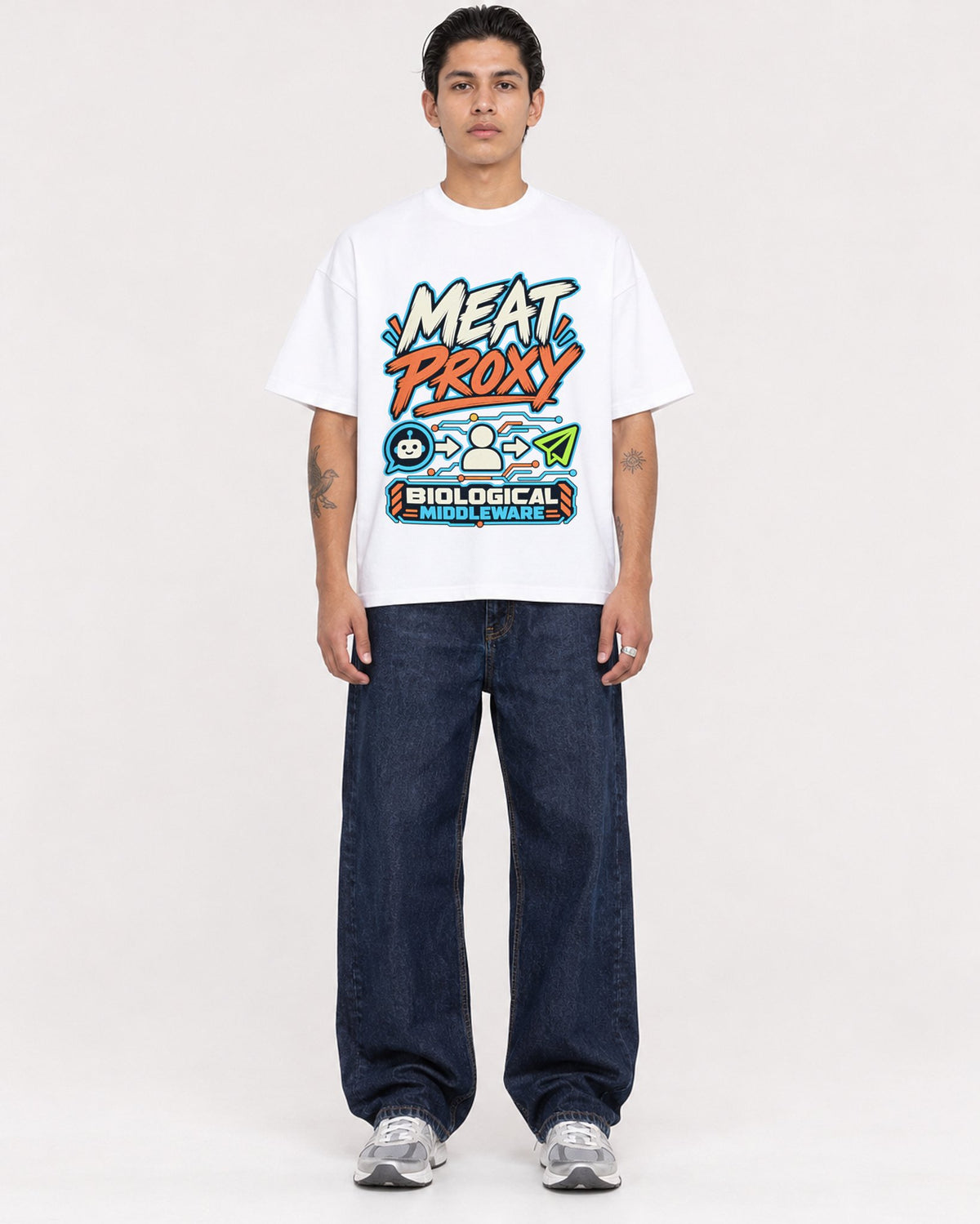 Mockup Boxy Heavyweight Tee White male full-body 36