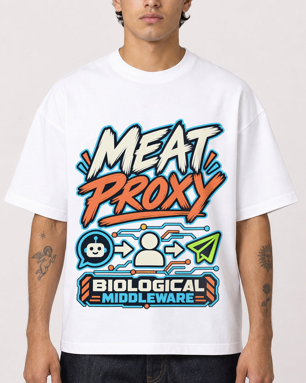 Mockup Boxy Heavyweight Tee White male close-up 36