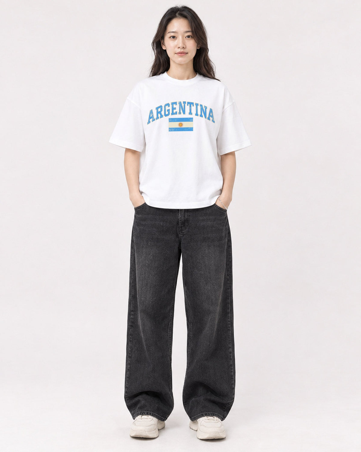 Mockup Boxy Heavyweight Tee White female full-body 03