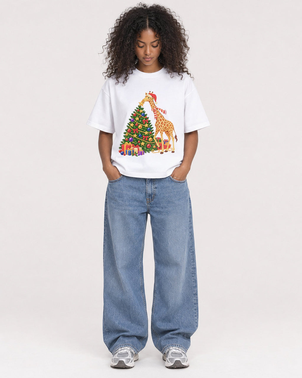Mockup Boxy Heavyweight Tee White female full-body 05