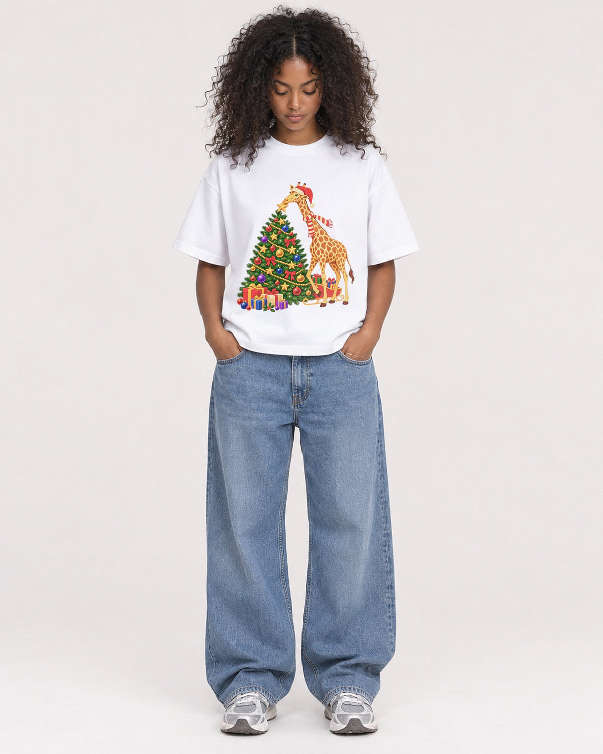 Mockup Boxy Heavyweight Tee White female full-body 05
