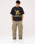 Mockup Boxy Heavyweight Tee Black male full-body 16