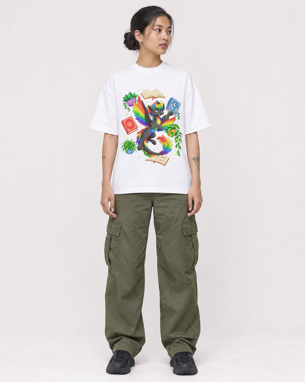 Mockup Boxy Heavyweight Tee White female full-body 12