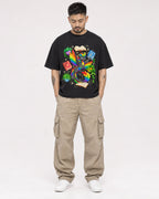 Mockup Boxy Heavyweight Tee Black male full-body 12