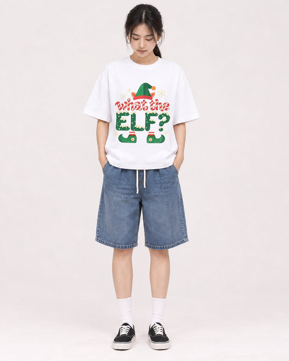 Mockup Boxy Heavyweight Tee White female full-body 21
