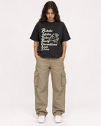 Mockup Boxy Heavyweight Tee Black female full-body 06