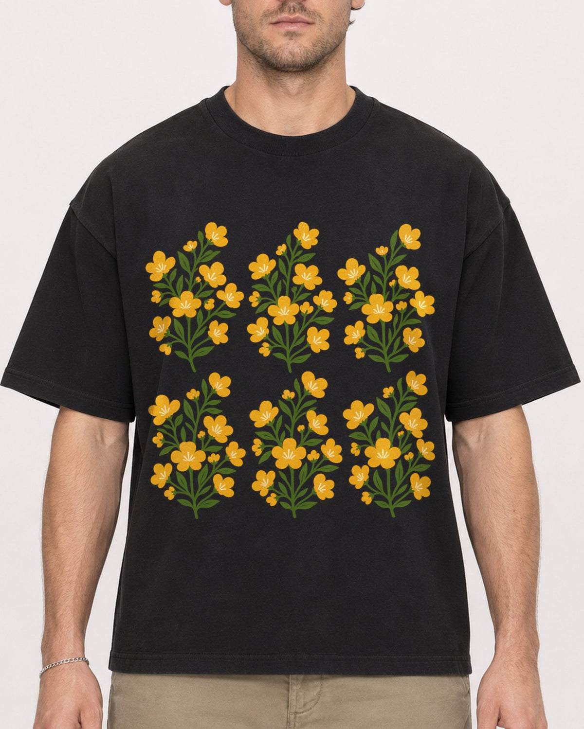Mockup Boxy Heavyweight Tee Black male close-up 08