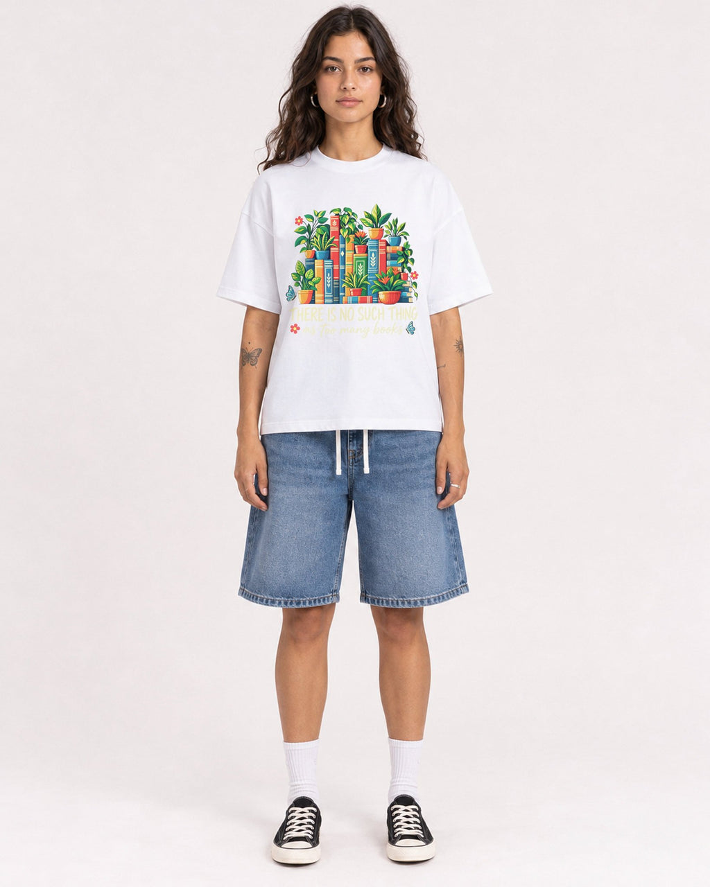 Mockup Boxy Heavyweight Tee White female full-body 06