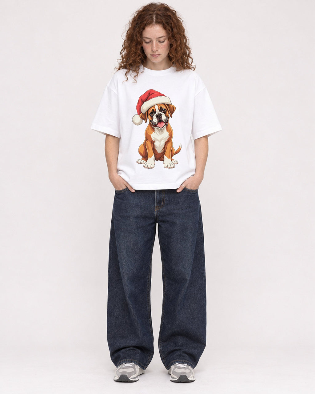 Mockup Boxy Heavyweight Tee White female full-body 09