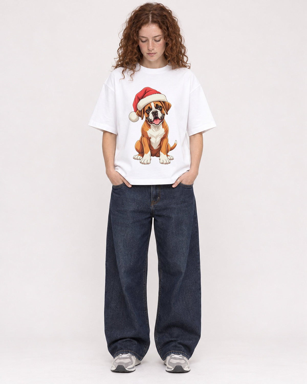 Mockup Boxy Heavyweight Tee White female full-body 09