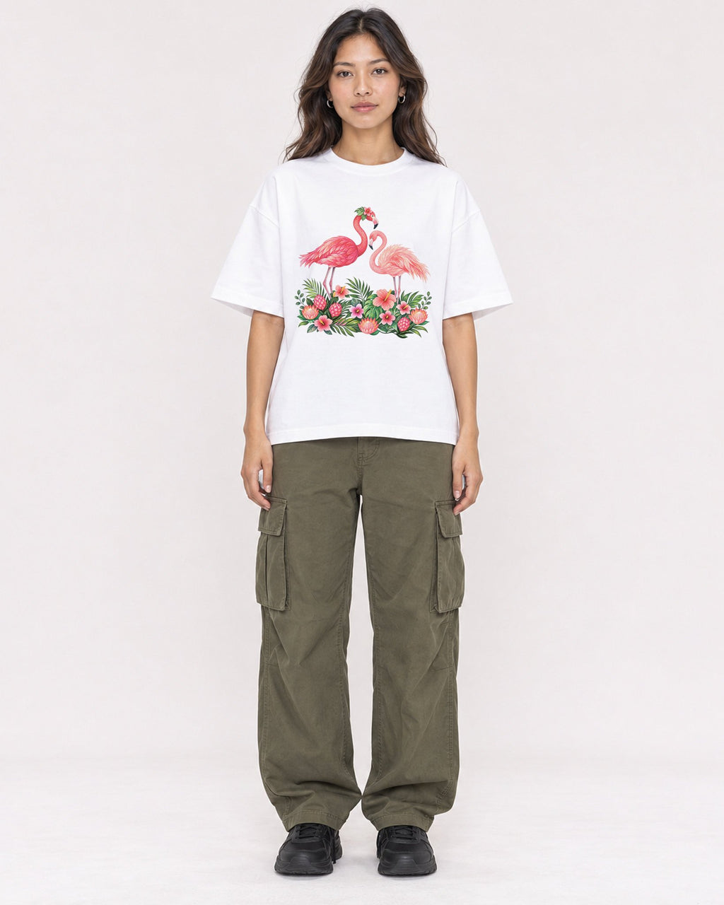 Mockup Boxy Heavyweight Tee White female full-body 02