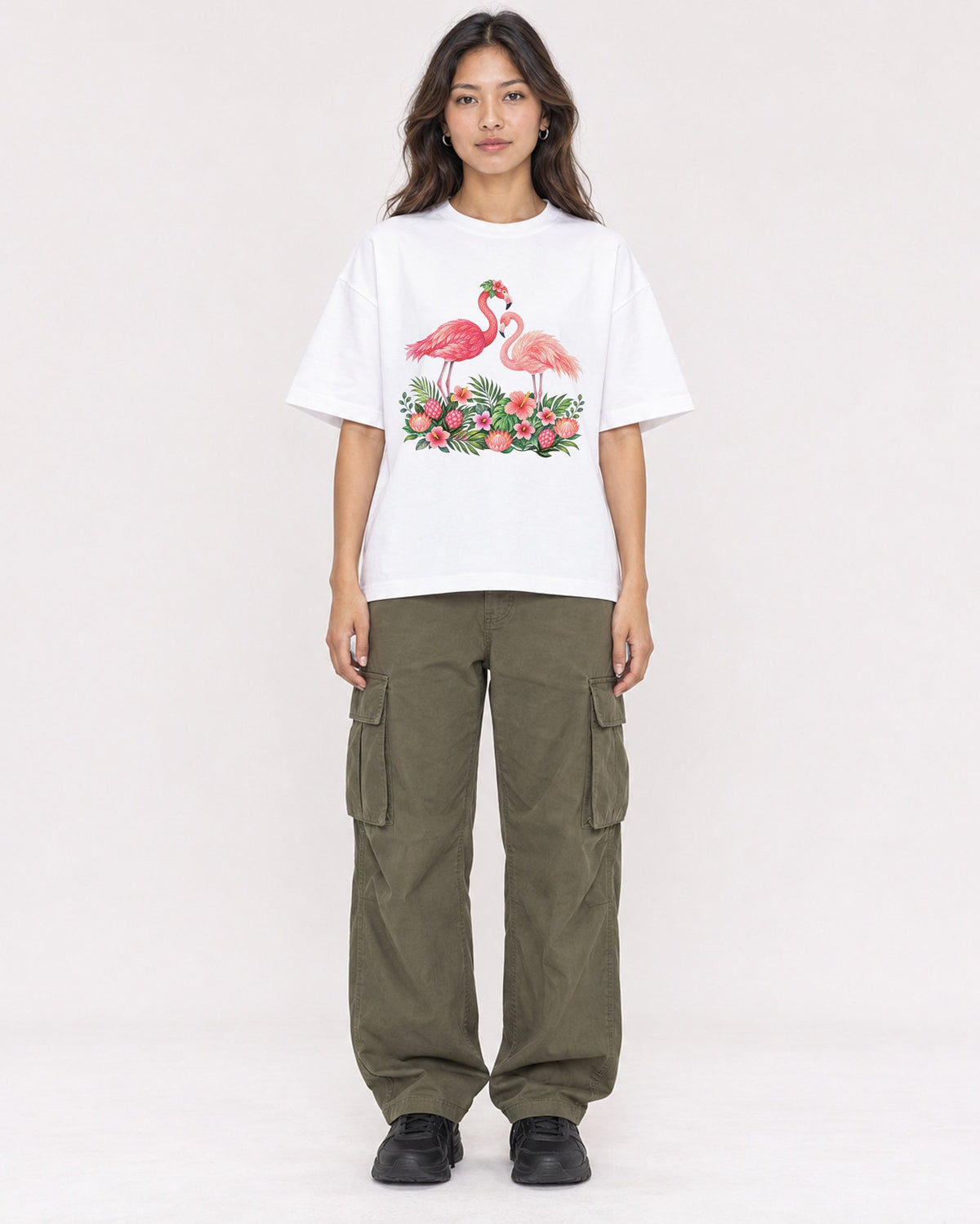 Mockup Boxy Heavyweight Tee White female full-body 02