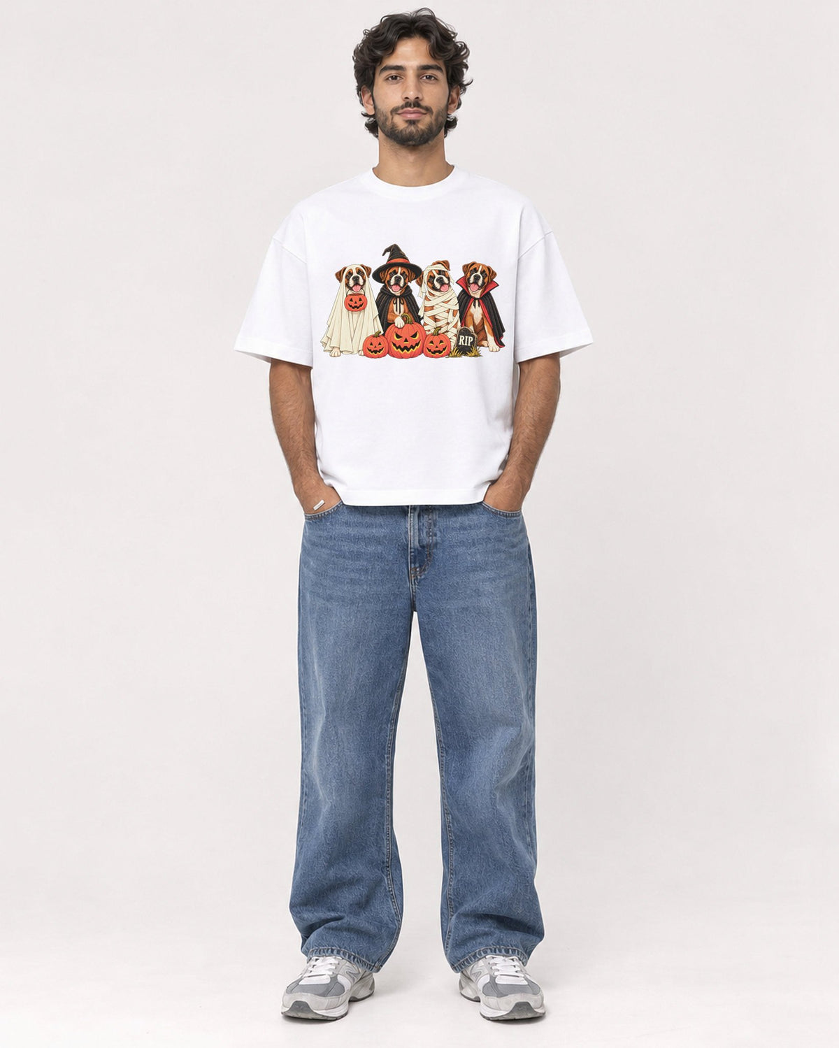 Mockup Boxy Heavyweight Tee White male full-body 17