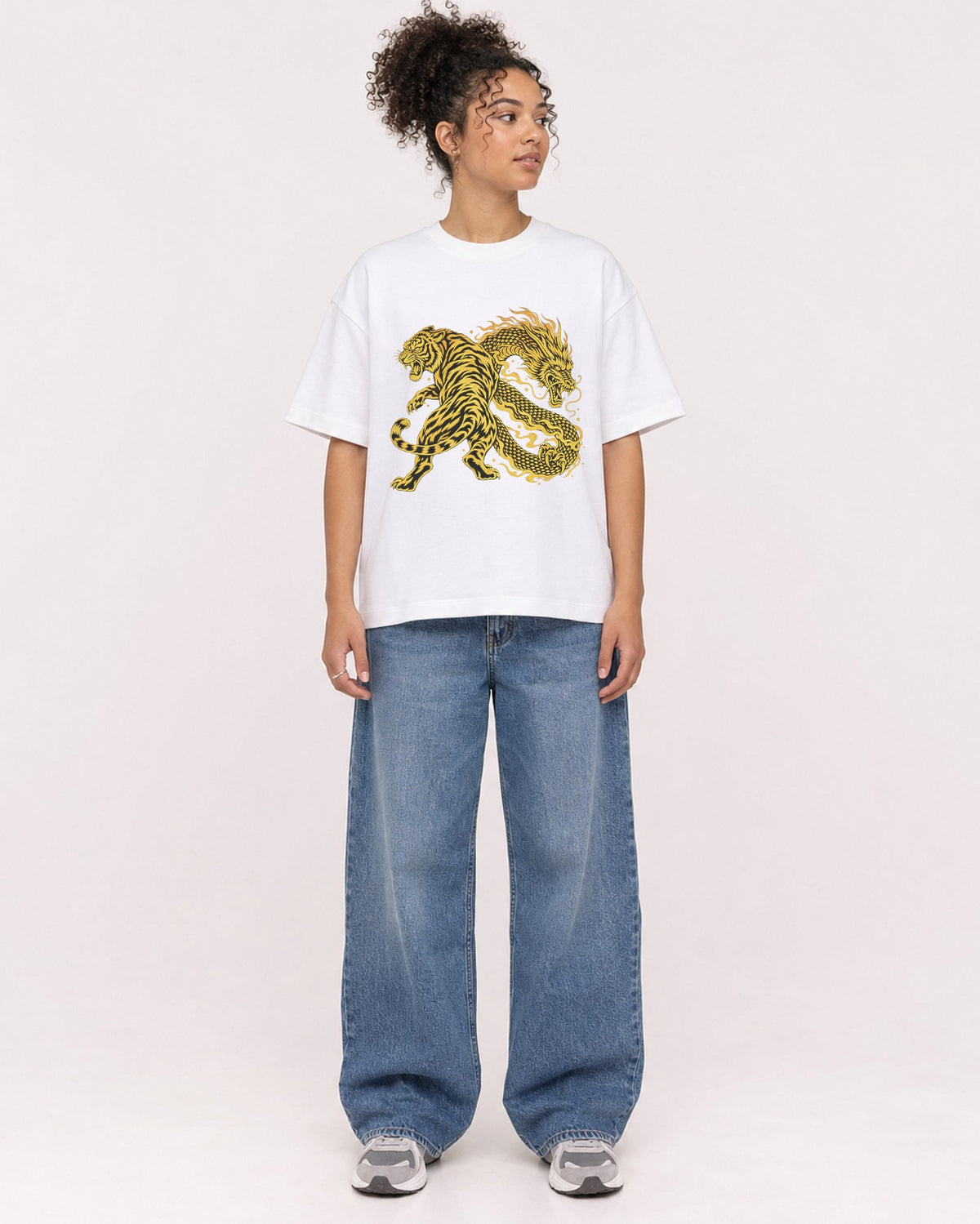 Mockup Boxy Heavyweight Tee White female full-body 20