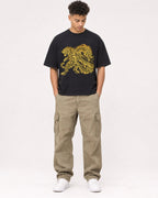 Mockup Boxy Heavyweight Tee Black male full-body 20