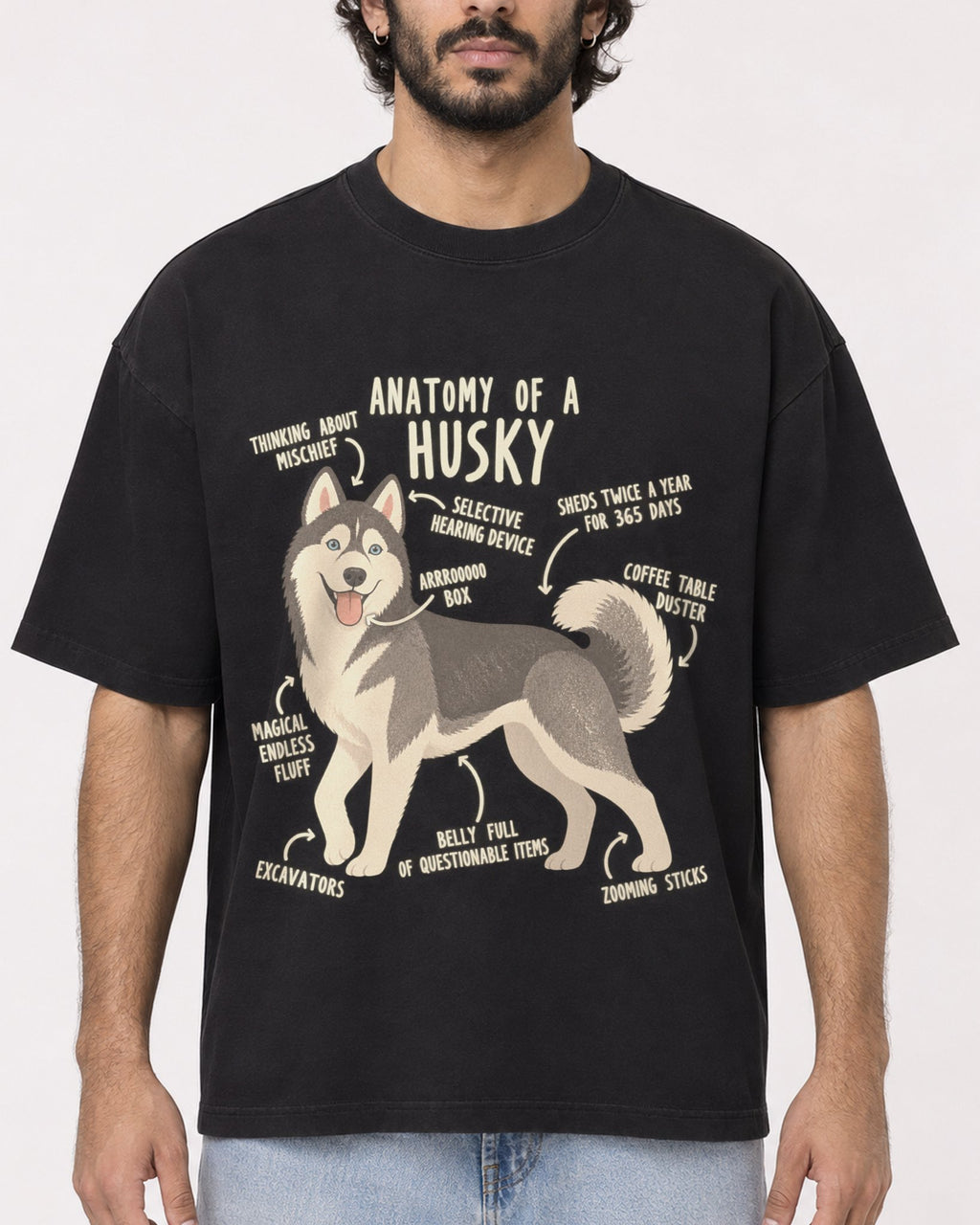 Mockup Boxy Heavyweight Tee Black male close-up 17