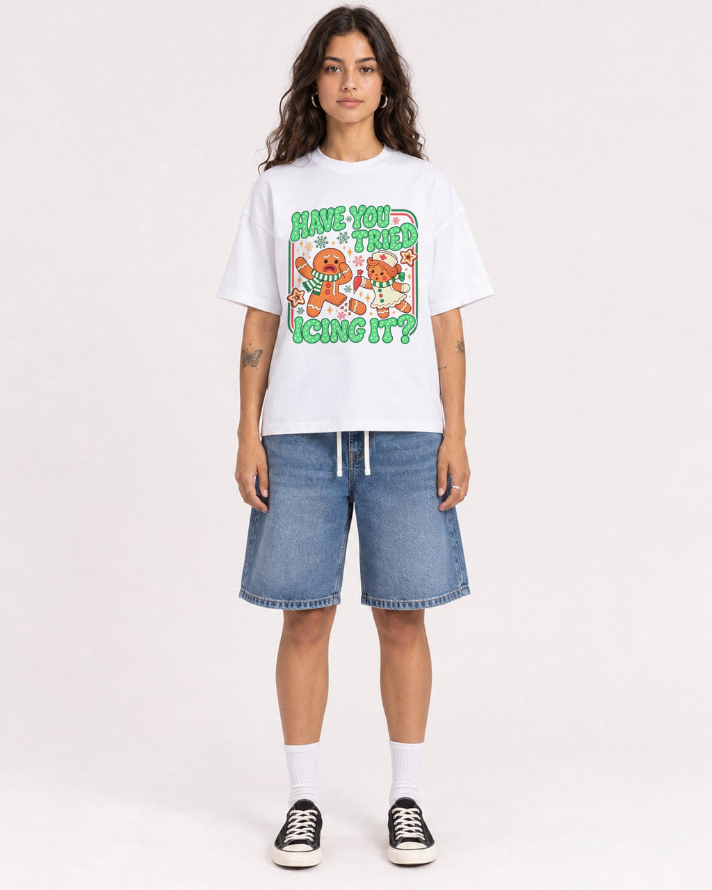 Mockup Boxy Heavyweight Tee White female full-body 06