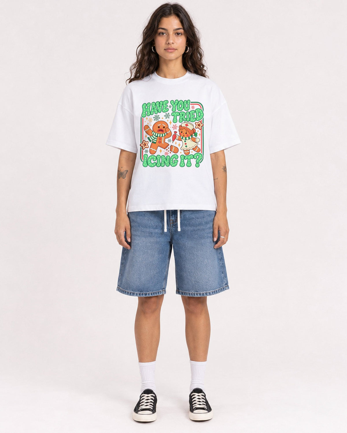 Mockup Boxy Heavyweight Tee White female full-body 06