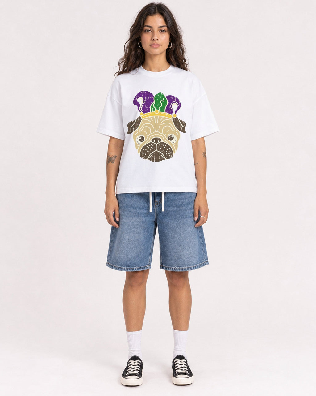 Mockup Boxy Heavyweight Tee White female full-body 06