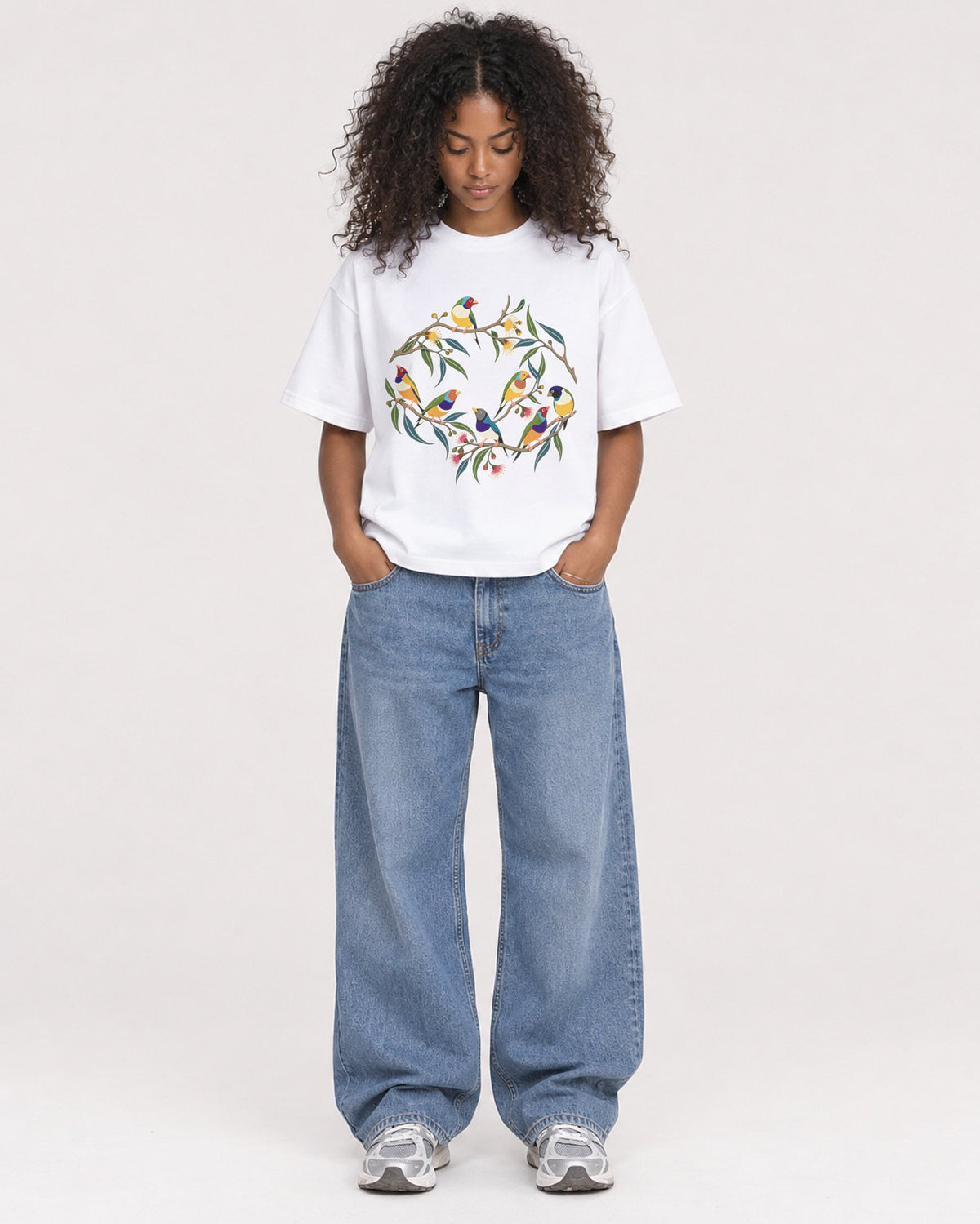 Mockup Boxy Heavyweight Tee White female full-body 05
