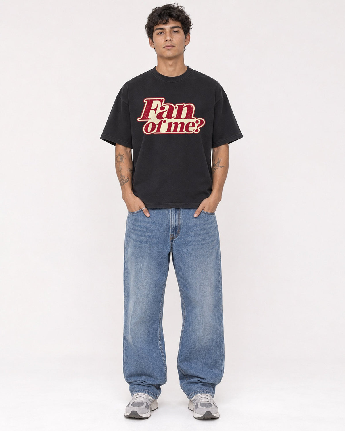 Mockup Boxy Heavyweight Tee Black male full-body 06
