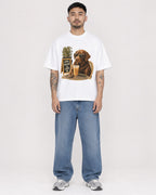 Mockup Boxy Heavyweight Tee White male full-body 12