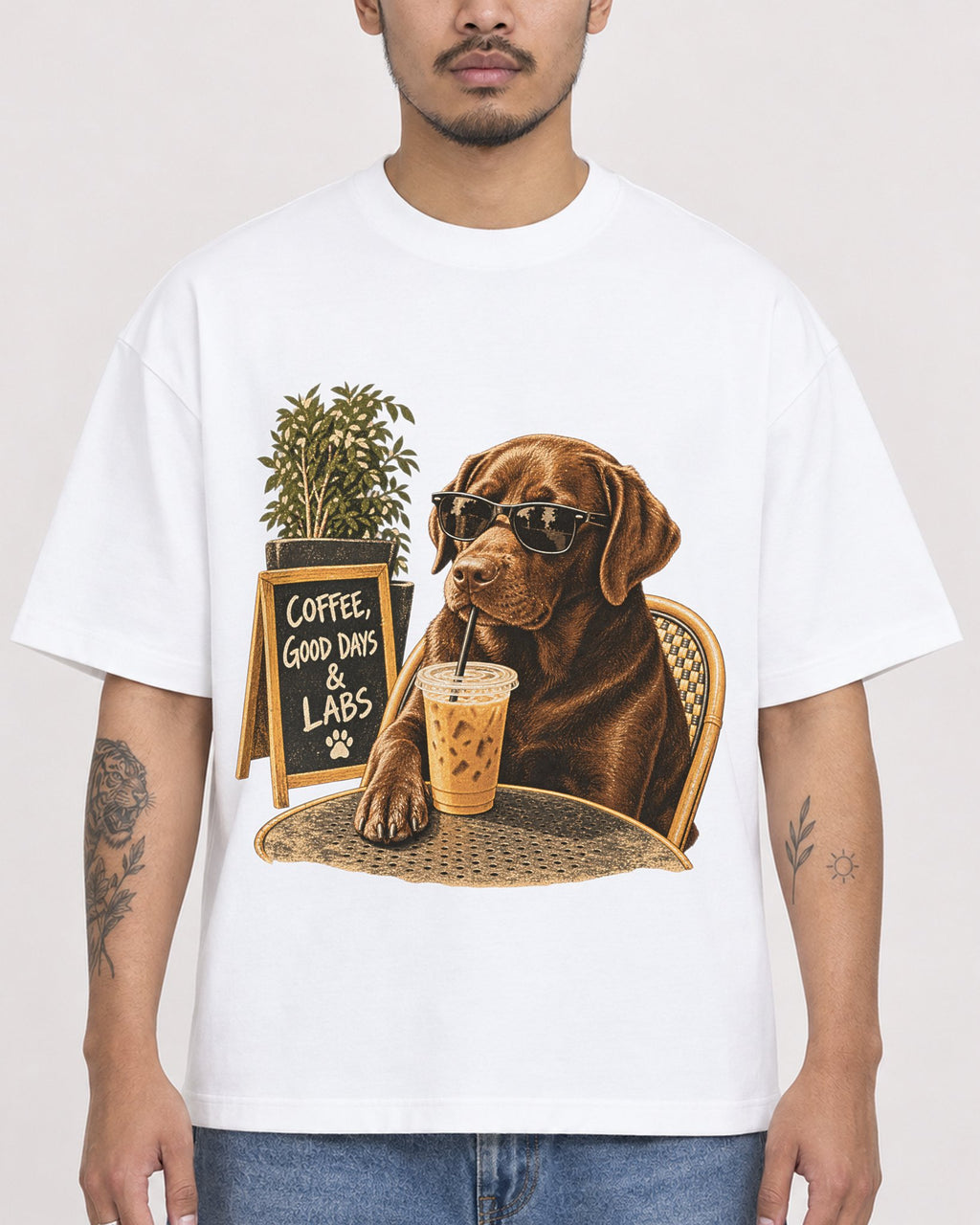 Mockup Boxy Heavyweight Tee White male close-up 12