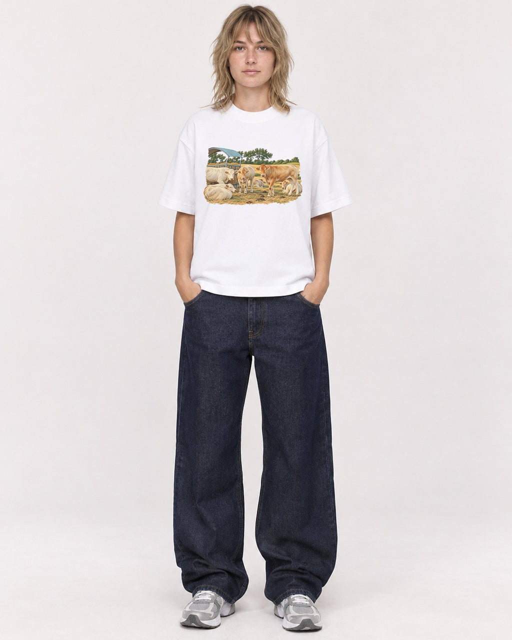 Mockup Boxy Heavyweight Tee White female full-body 19