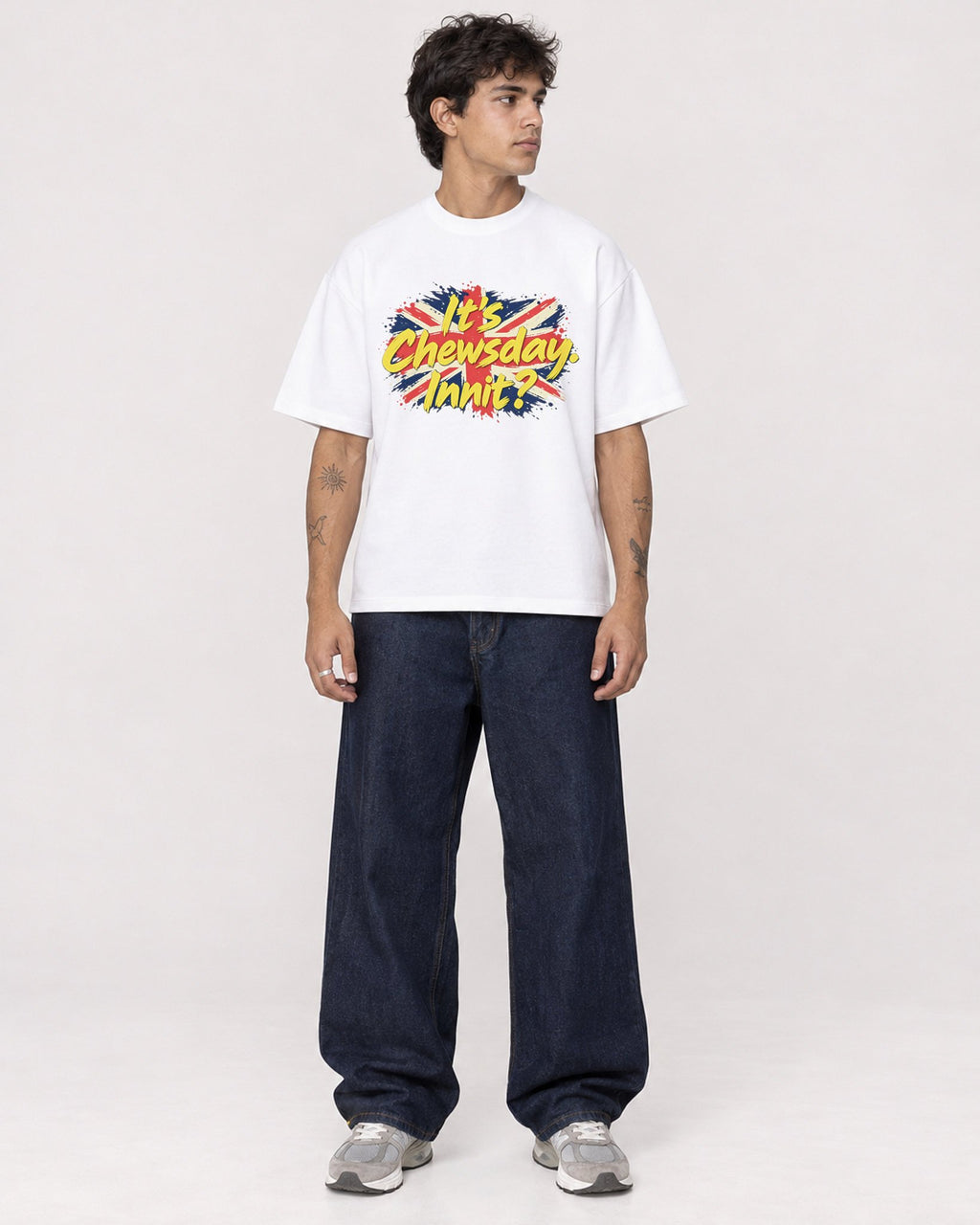 Mockup Boxy Heavyweight Tee White male full-body 06