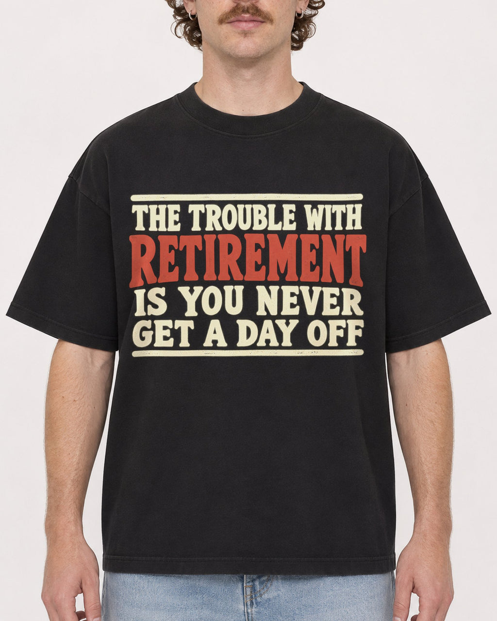 Mockup Boxy Heavyweight Tee Black male close-up 09