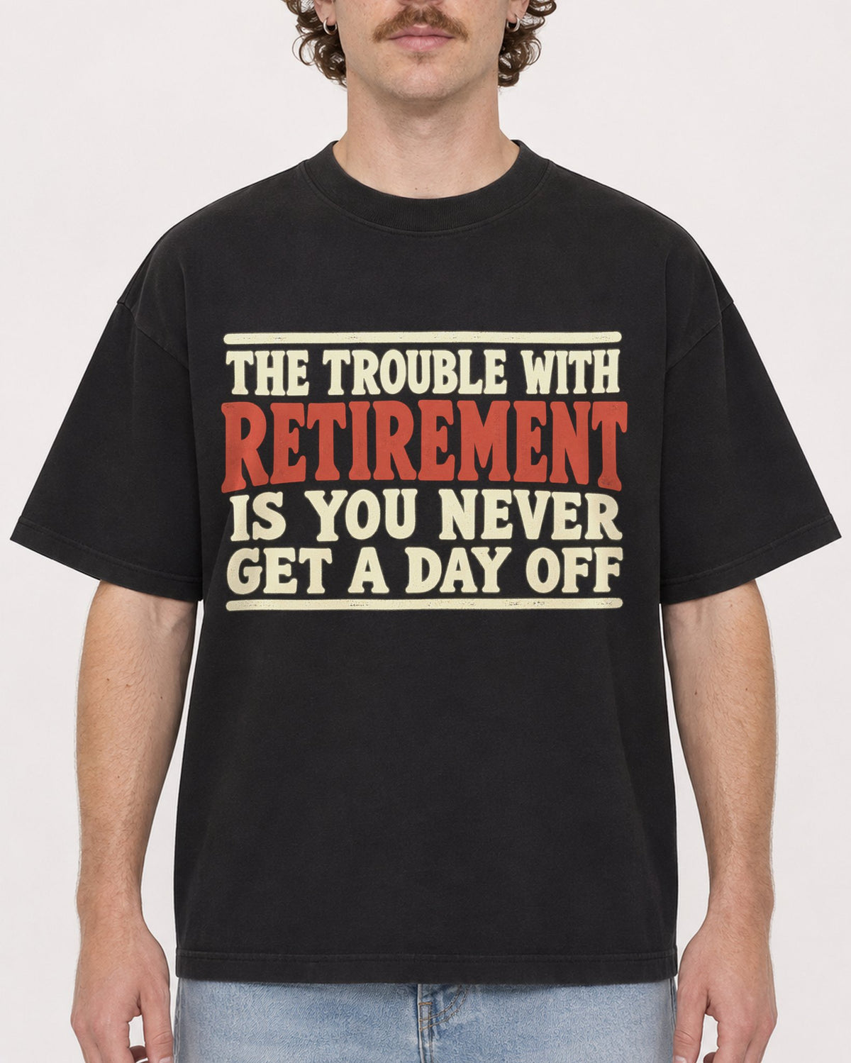 Mockup Boxy Heavyweight Tee Black male close-up 09