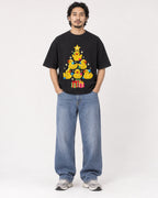 Mockup Boxy Heavyweight Tee Black male full-body 22